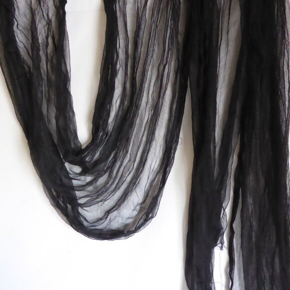 19 YARDS LOT OF 16 HALLOWEEN DECORATIVE BLACK CREEPY CLOTH SHEER FABRIC YARDAGE - Picture 2 of 5